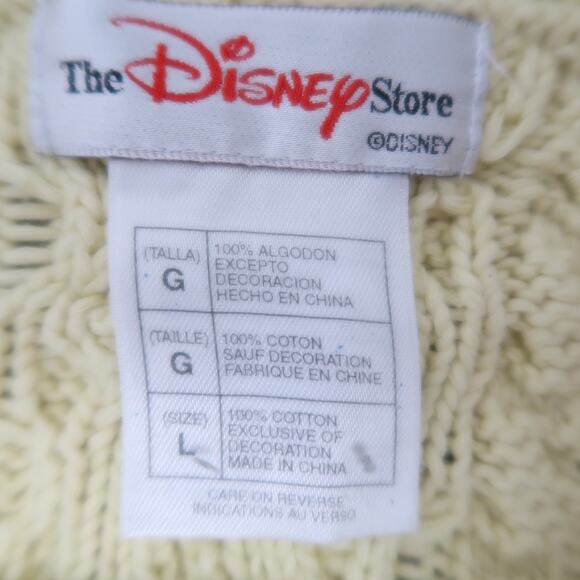 Vintage The Disney Store Winnie the Pooh yellow cable knit sweater L - Picture 5 of 5